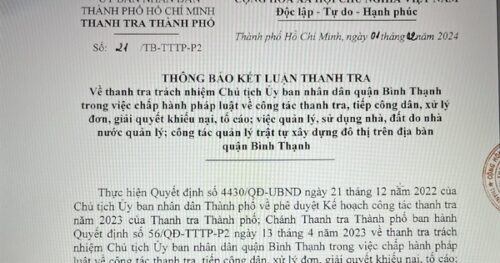 Kiểm điểm nhiều tập thể, cá nhân liên quan sai phạm ở quận Bình Thạnh